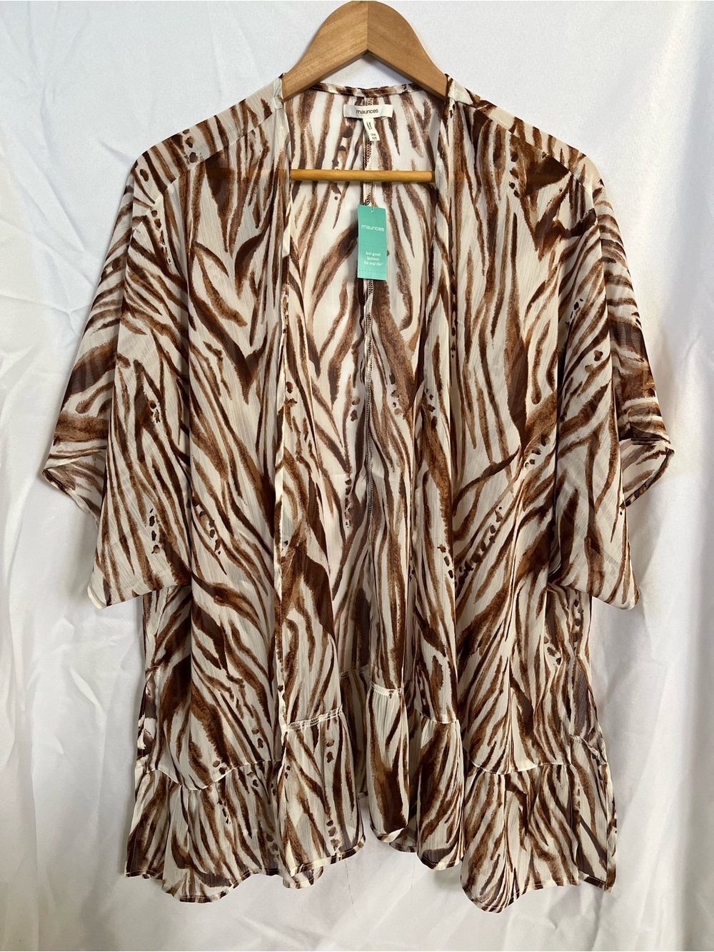 Maurices Brown and White Zebra-Print kimono
